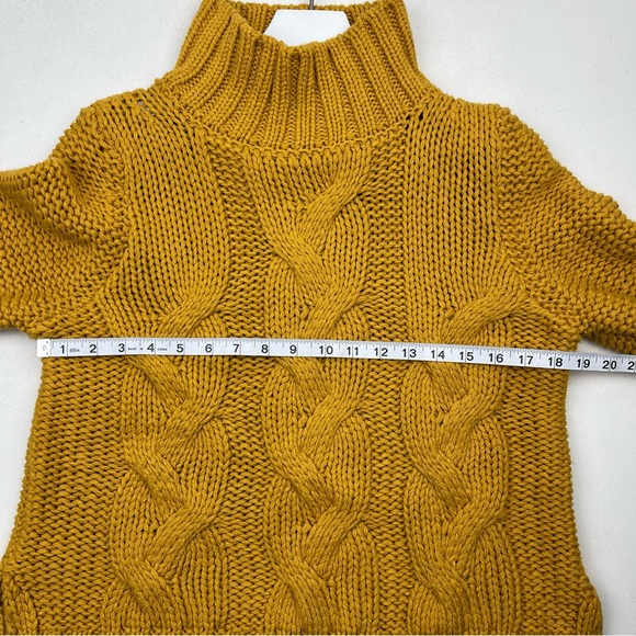 Dimensione Maglia Knit Mock Neck Sweater Cotton Blend Mustard - Picture 4 of 7